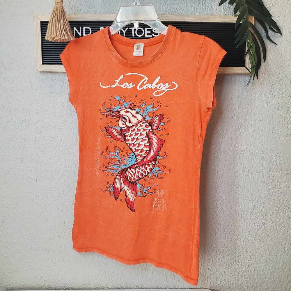 3d Hardy like TT By Free Spirit I Orange Los Cabos T-Shirt Fish Wo…